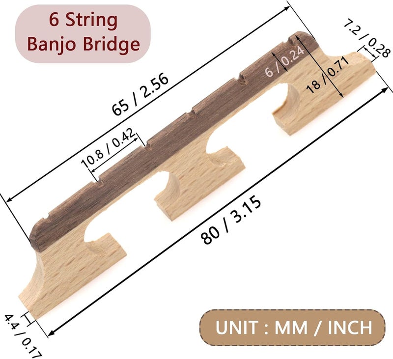 Cheerock 6-String Banjo Bridge, Ebony Maple Banjo Bridge Replacement Composite with Dual-Pivot Design for Enhanced Acoustic Performance - Image 2